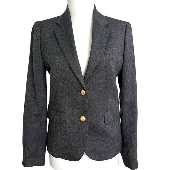 J Crew Wool Tweed Schoolboy Blazer 2 Academia Preppy Jacket Gold Buttons Capsule - Picture 1 of 12
